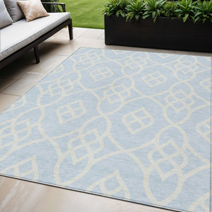 Homeroots 3' Artichoke Green And Ivory Trellis Washable Rug For Indoor Outdoor Spaces - Durable And Stylish! 5' X 8' Polyester 592138
