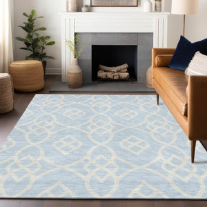 Homeroots 3' Artichoke Green And Ivory Trellis Washable Rug For Indoor Outdoor Spaces - Durable And Stylish! 5' X 8' Polyester 592138