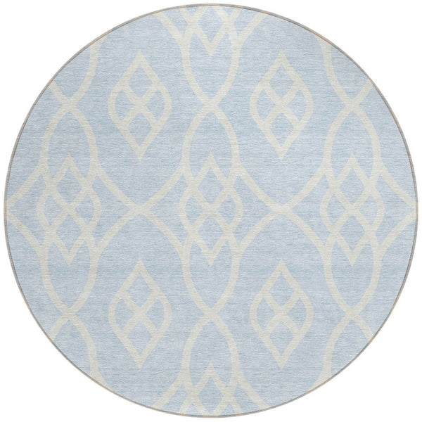 Homeroots 3' Artichoke Green And Ivory Trellis Washable Rug For Indoor Outdoor Spaces - Durable And Stylish! 8' Round Polyester 592139
