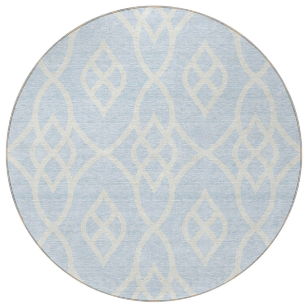 Homeroots 3' Artichoke Green And Ivory Trellis Washable Rug For Indoor Outdoor Spaces - Durable And Stylish! 8' Round Polyester 592139