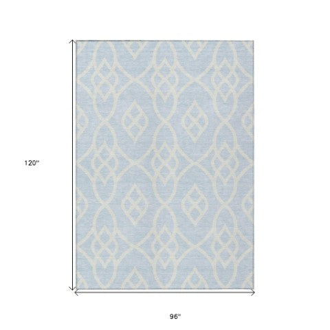 Homeroots 3' Artichoke Green And Ivory Trellis Washable Rug For Indoor Outdoor Spaces - Durable And Stylish! 8' X 10' Polyester 592140