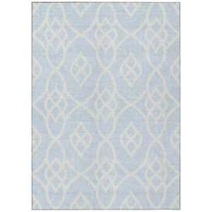 HomeRoots 9' Sky Blue and Ivory Trellis Indoor Outdoor Rug - Durable, Washable, Perfect for High-Traffic Areas 9' X 12' 592141