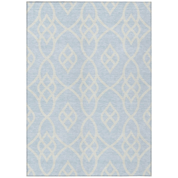 HomeRoots 9' Sky Blue and Ivory Trellis Indoor Outdoor Rug - Durable, Washable, Perfect for High-Traffic Areas 9' X 12' 592141