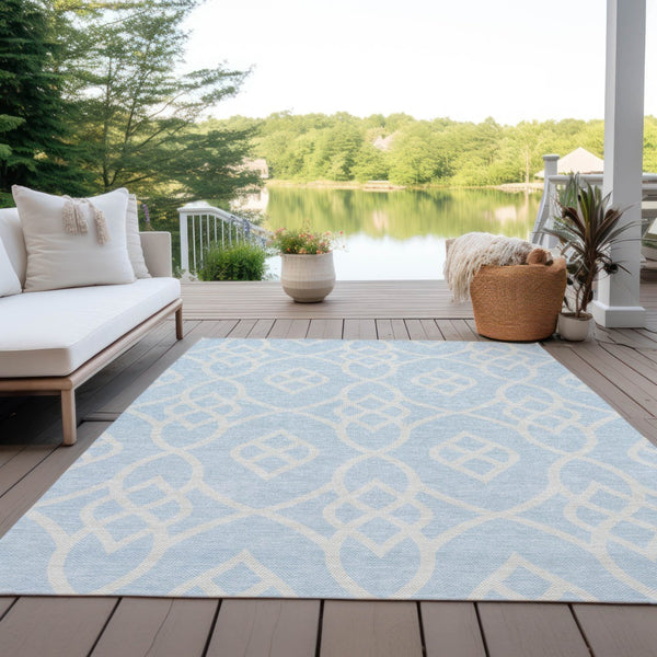 Homeroots 3' Artichoke Green And Ivory Trellis Washable Rug For Indoor Outdoor Spaces - Durable And Stylish! 10' X 14' Polyester 592142