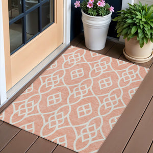 Homeroots 3' Artichoke Green And Ivory Trellis Washable Rug For Indoor Outdoor Spaces - Durable And Stylish! 3' X 5' Polyester 592143