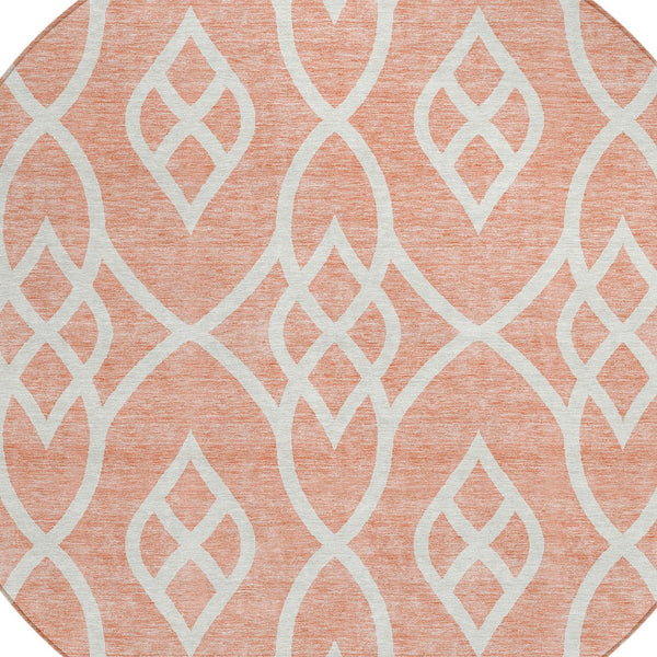 Homeroots 3' Artichoke Green And Ivory Trellis Washable Rug For Indoor Outdoor Spaces - Durable And Stylish! 8' Round Polyester 592145