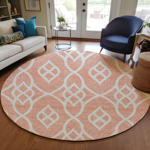 Homeroots 3' Artichoke Green And Ivory Trellis Washable Rug For Indoor Outdoor Spaces - Durable And Stylish! 8' Round Polyester 592145