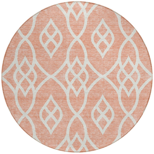 Homeroots 3' Artichoke Green And Ivory Trellis Washable Rug For Indoor Outdoor Spaces - Durable And Stylish! 8' Round Polyester 592145