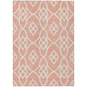 HomeRoots 5' Salmon and Ivory Trellis Rug - Stylish Washable Area Rug for Indoor and Outdoor Spaces 10' X 14' 592148