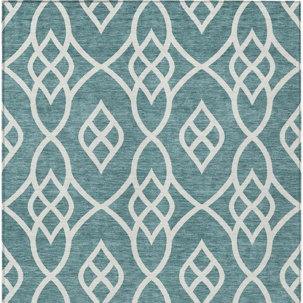 Homeroots 3' Artichoke Green And Ivory Trellis Washable Rug For Indoor Outdoor Spaces - Durable And Stylish! 5' X 8' Polyester 592150