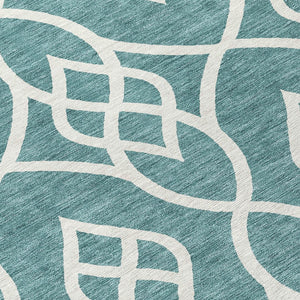 Homeroots 3' Artichoke Green And Ivory Trellis Washable Rug For Indoor Outdoor Spaces - Durable And Stylish! 8' Round Polyester 592151