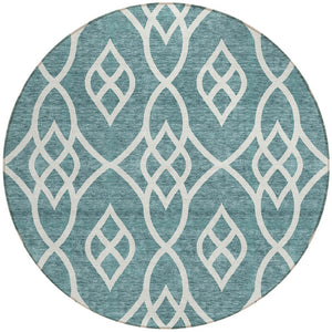 Homeroots 3' Artichoke Green And Ivory Trellis Washable Rug For Indoor Outdoor Spaces - Durable And Stylish! 8' Round Polyester 592151