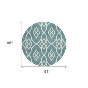 Homeroots 3' Artichoke Green And Ivory Trellis Washable Rug For Indoor Outdoor Spaces - Durable And Stylish! 8' Round Polyester 592151
