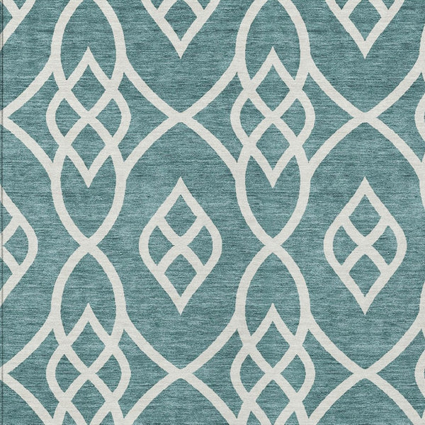 Homeroots 3' Artichoke Green And Ivory Trellis Washable Rug For Indoor Outdoor Spaces - Durable And Stylish! 9' X 12' Polyester 592153