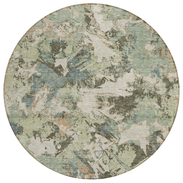 HomeRoots 5' Indoor Outdoor Floral Area Rug - Durable, Stain-Resistant Design for High-Traffic Spaces 8' Round 592157