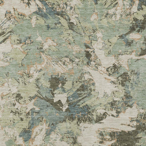 Homeroots 3' Beige Brown And Green Floral Washable Area Rug For Indoor And Outdoor Spaces, Durable Design 9' X 12' Polyester 592159