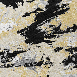 Homeroots 3' Beige Brown And Green Floral Washable Area Rug For Indoor And Outdoor Spaces, Durable Design 5' X 8' Polyester 592162