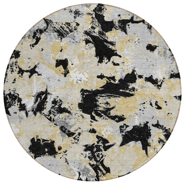 HomeRoots 5' Stylish Floral Indoor Outdoor Area Rug - Durable, Machine Washable, Perfect for High-Traffic Areas 8' Round 592163