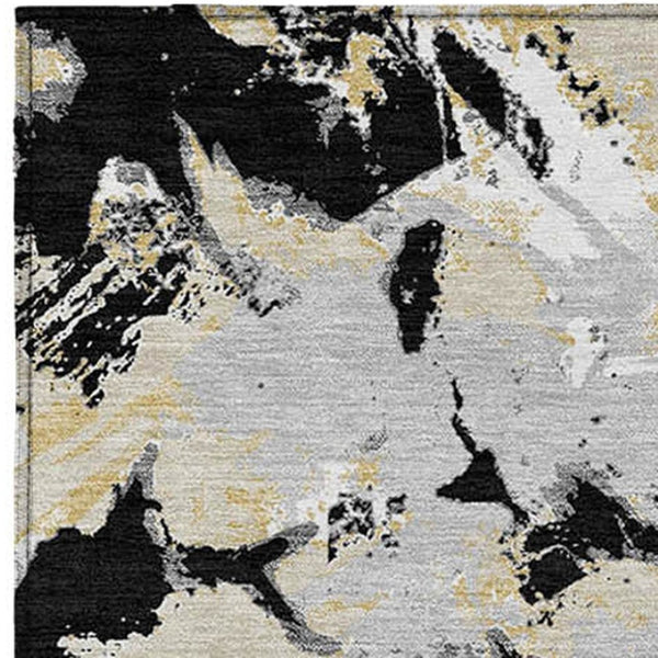 Homeroots 3' Beige Brown And Green Floral Washable Area Rug For Indoor And Outdoor Spaces, Durable Design 8' X 10' Polyester 592164