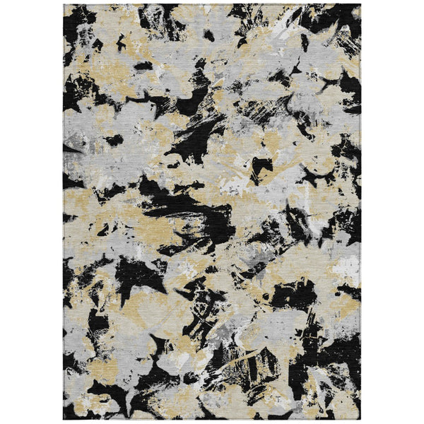 Homeroots 3' Beige Brown And Green Floral Washable Area Rug For Indoor And Outdoor Spaces, Durable Design 9' X 12' Polyester 592165