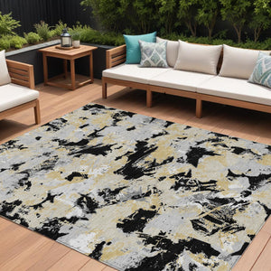 Homeroots 3' Beige Brown And Green Floral Washable Area Rug For Indoor And Outdoor Spaces, Durable Design 10' X 14' Polyester 592166