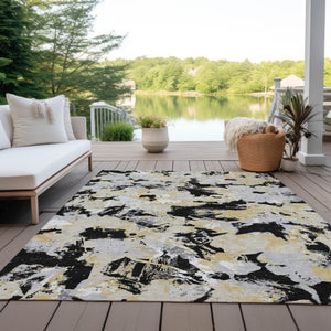 Homeroots 3' Beige Brown And Green Floral Washable Area Rug For Indoor And Outdoor Spaces, Durable Design 10' X 14' Polyester 592166