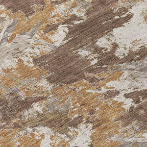 Homeroots 3' Beige Brown And Green Floral Washable Area Rug For Indoor And Outdoor Spaces, Durable Design 3' X 5' Polyester 592167