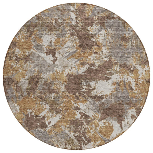 HomeRoots 5' Floral Indoor Outdoor Rug – Durable, Washable, Stain-Resistant Design for Versatile Spaces 8' Round 592169