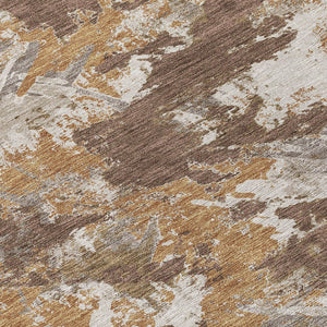 Homeroots 3' Beige Brown And Green Floral Washable Area Rug For Indoor And Outdoor Spaces, Durable Design 8' Round Polyester 592169