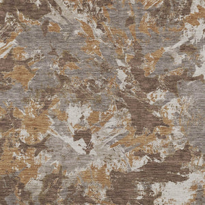 Homeroots 3' Beige Brown And Green Floral Washable Area Rug For Indoor And Outdoor Spaces, Durable Design 8' X 10' Polyester 592170