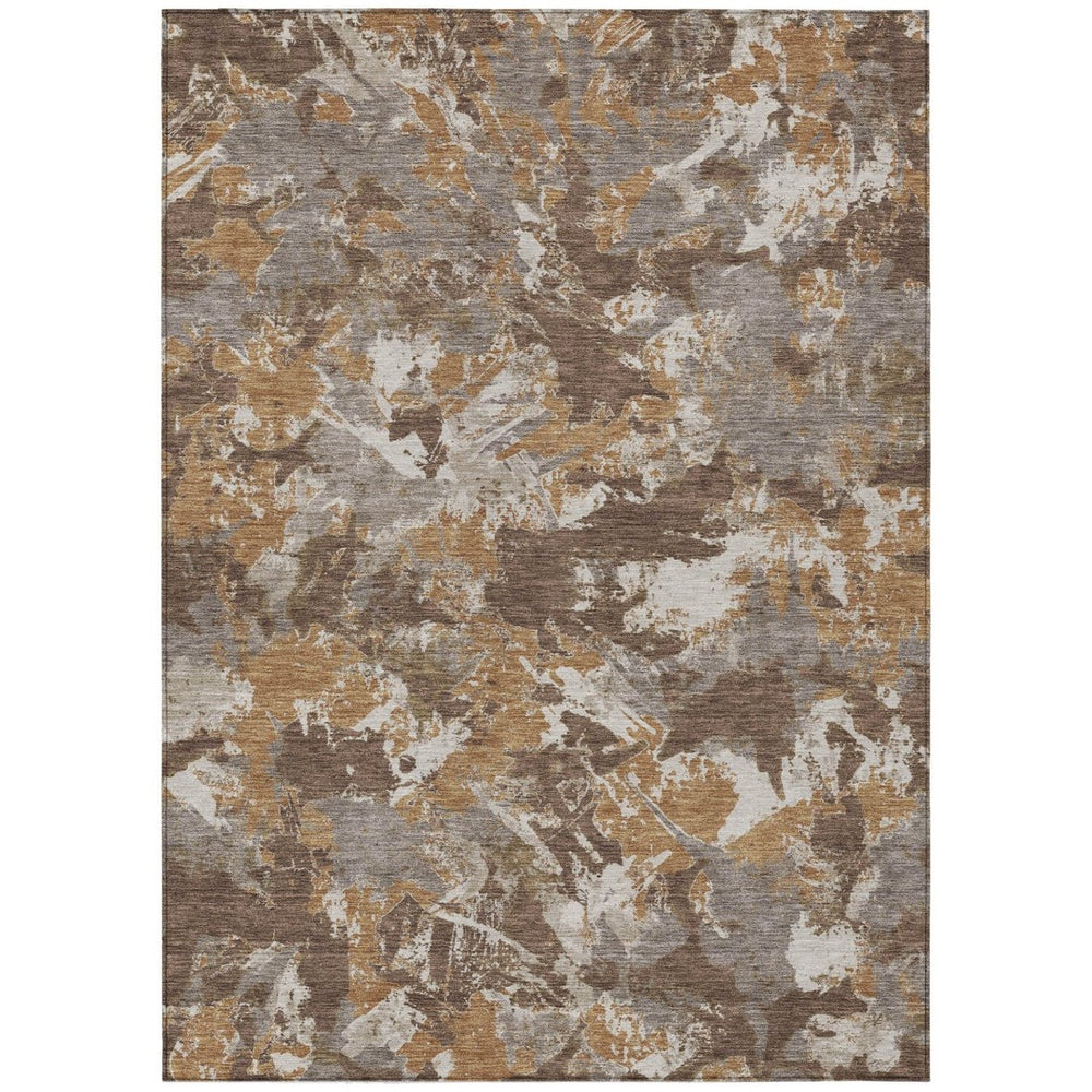 HomeRoots 9' Floral Washable Area Rug in Brown, Beige & Gray - Stylish, Durable for Indoors & Outdoors 9' X 12' 592171