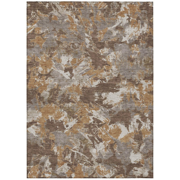HomeRoots 9' Floral Washable Area Rug in Brown, Beige & Gray - Stylish, Durable for Indoors & Outdoors 9' X 12' 592171