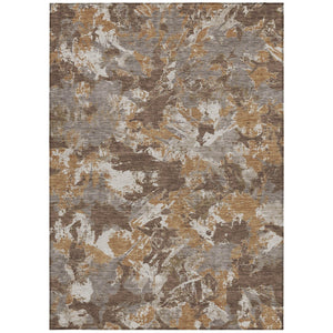 Homeroots 3' Beige Brown And Green Floral Washable Area Rug For Indoor And Outdoor Spaces, Durable Design 9' X 12' Polyester 592171