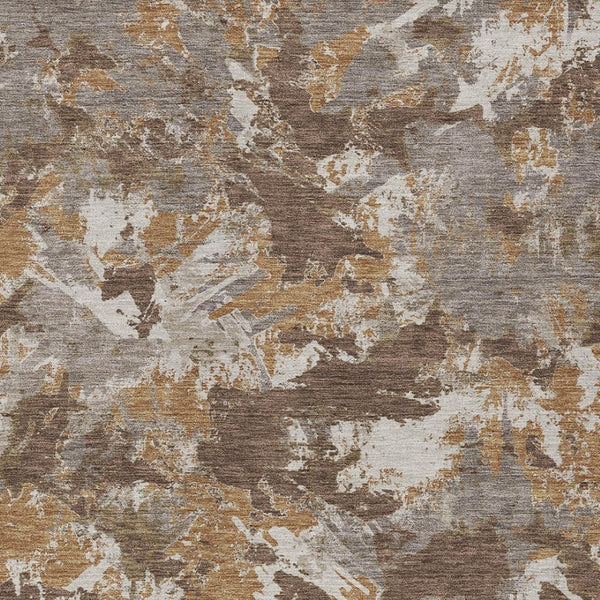 Homeroots 3' Beige Brown And Green Floral Washable Area Rug For Indoor And Outdoor Spaces, Durable Design 10' X 14' Polyester 592172