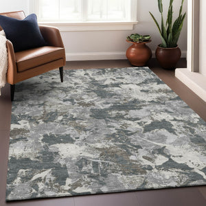 Homeroots 3' Beige Brown And Green Floral Washable Area Rug For Indoor And Outdoor Spaces, Durable Design 3' X 5' Polyester 592173