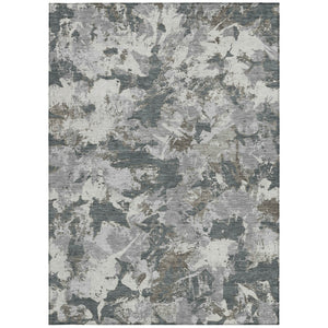 Homeroots 3' Beige Brown And Green Floral Washable Area Rug For Indoor And Outdoor Spaces, Durable Design 5' X 8' Polyester 592174