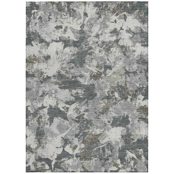 Homeroots 3' Beige Brown And Green Floral Washable Area Rug For Indoor And Outdoor Spaces, Durable Design 5' X 8' Polyester 592174