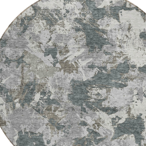 Homeroots 3' Beige Brown And Green Floral Washable Area Rug For Indoor And Outdoor Spaces, Durable Design 8' Round Polyester 592175