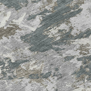 Homeroots 3' Beige Brown And Green Floral Washable Area Rug For Indoor And Outdoor Spaces, Durable Design 8' Round Polyester 592175