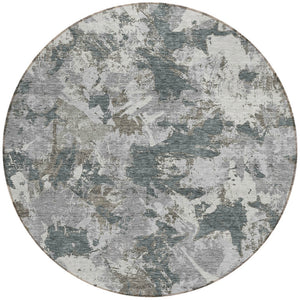 Homeroots 3' Beige Brown And Green Floral Washable Area Rug For Indoor And Outdoor Spaces, Durable Design 8' Round Polyester 592175
