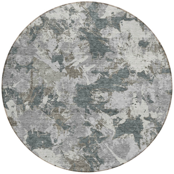 Homeroots 3' Beige Brown And Green Floral Washable Area Rug For Indoor And Outdoor Spaces, Durable Design 8' Round Polyester 592175