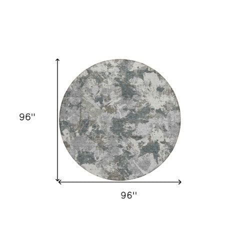 Homeroots 3' Beige Brown And Green Floral Washable Area Rug For Indoor And Outdoor Spaces, Durable Design 8' Round Polyester 592175