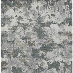 Homeroots 3' Beige Brown And Green Floral Washable Area Rug For Indoor And Outdoor Spaces, Durable Design 8' X 10' Polyester 592176