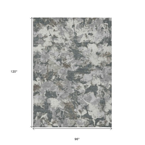 Homeroots 3' Beige Brown And Green Floral Washable Area Rug For Indoor And Outdoor Spaces, Durable Design 8' X 10' Polyester 592176