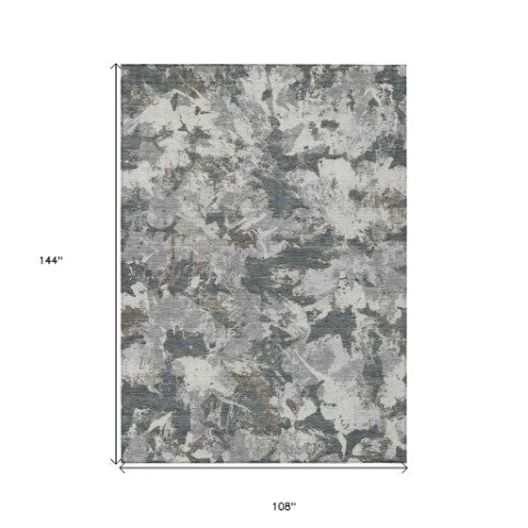 Homeroots 3' Beige Brown And Green Floral Washable Area Rug For Indoor And Outdoor Spaces, Durable Design 9' X 12' Polyester 592177