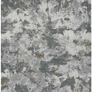 Homeroots 3' Beige Brown And Green Floral Washable Area Rug For Indoor And Outdoor Spaces, Durable Design 10' X 14' Polyester 592178