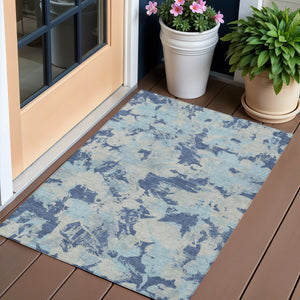 Homeroots 3' Beige Brown And Green Floral Washable Area Rug For Indoor And Outdoor Spaces, Durable Design 3' X 5' Polyester 592179