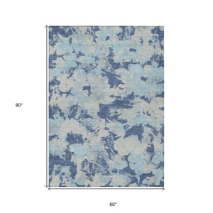 Homeroots 3' Beige Brown And Green Floral Washable Area Rug For Indoor And Outdoor Spaces, Durable Design 5' X 8' Polyester 592180