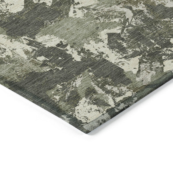 Homeroots 3' Beige Brown And Green Floral Washable Area Rug For Indoor And Outdoor Spaces, Durable Design 5' X 8' Polyester 592186