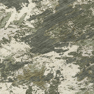 Homeroots 3' Beige Brown And Green Floral Washable Area Rug For Indoor And Outdoor Spaces, Durable Design 8' Round Polyester 592187